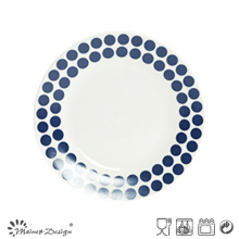 Plato de ensalada de porcelana de 19cm con etiqueta azul